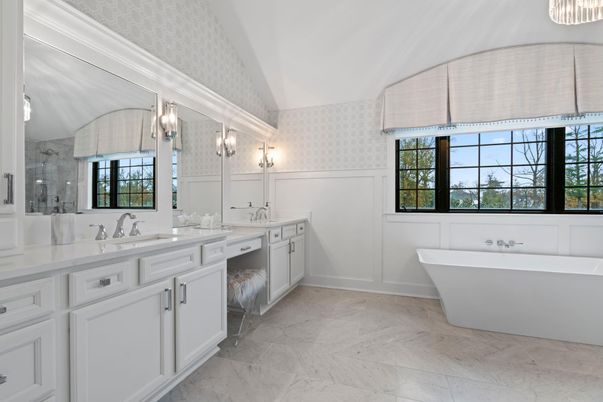 Bathroom, Dual Sink Vanities, Free Standing Baths, Interior, Marble