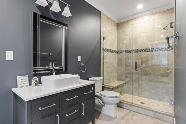 Bathroom, Glass Shower, Interior, Recessed Lighting