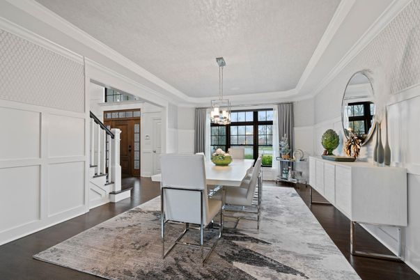Chandelier, Dining room, Interior, Pendant Lights, Wood Texture Flooring