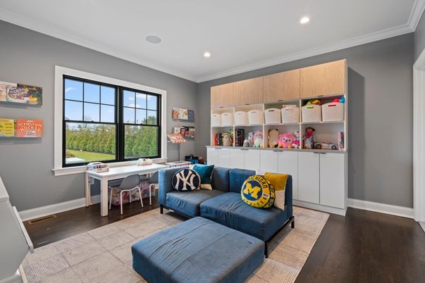 Home Office, Interior, Recessed Lighting, Wood Texture Flooring