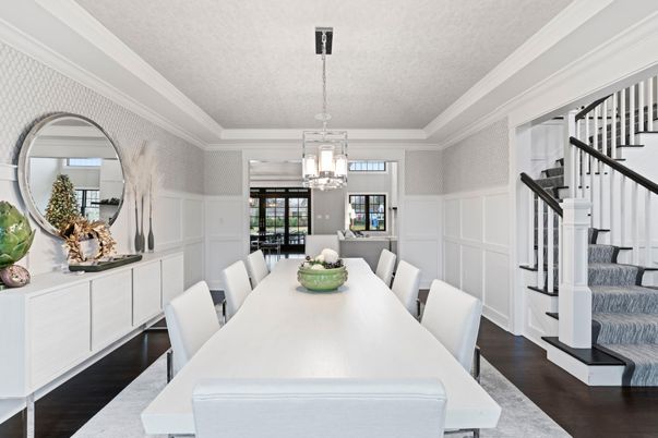 Chandelier, Dining room, Interior, Pendant Lights, Wood Texture Flooring