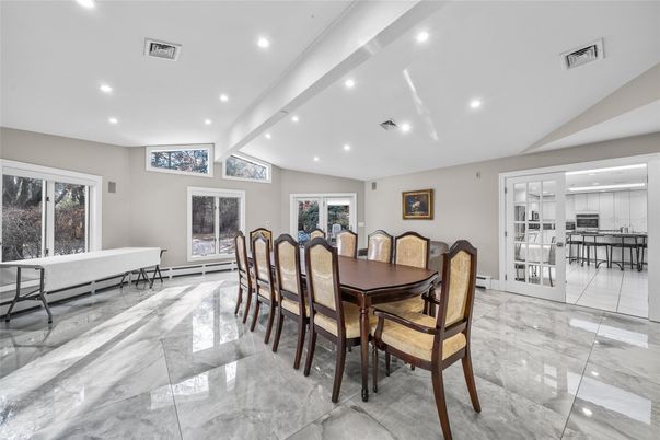 Dining room, Interior, Marble, Recessed Lighting