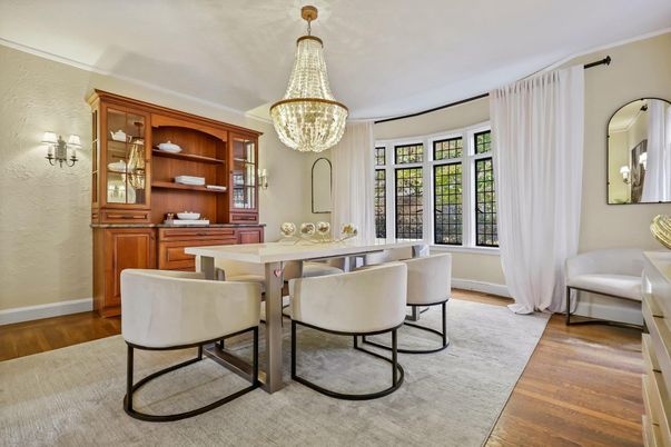 Chandelier, Dining room, Interior, Wood Texture Flooring