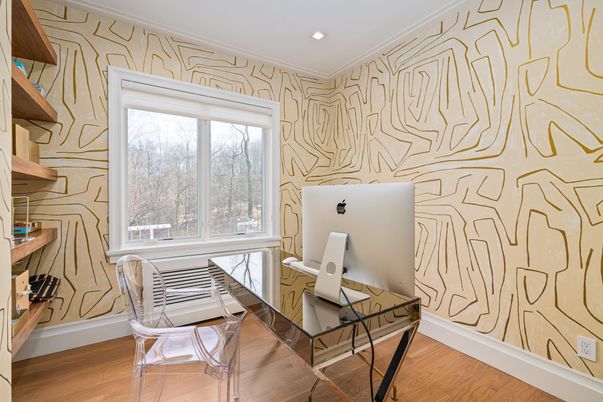 Home Office, Interior, Recessed Lighting, Wood Texture Flooring