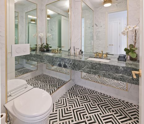 Bathroom, Dual Sink Vanities, Interior, Marble Walls