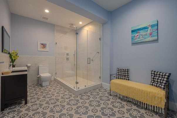 Bathroom, Glass Shower, Interior, Recessed Lighting