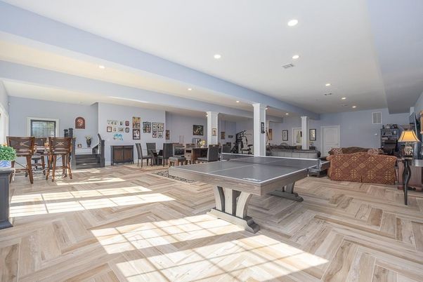 Game Room, Interior, Recessed Lighting, Wood Texture Flooring