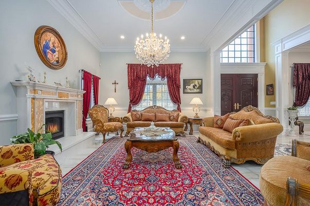 Chandelier, Fireplace, Interior, Living room, Recessed Lighting