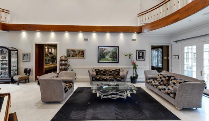 Interior, Living room, Recessed Lighting, Wooden Beams