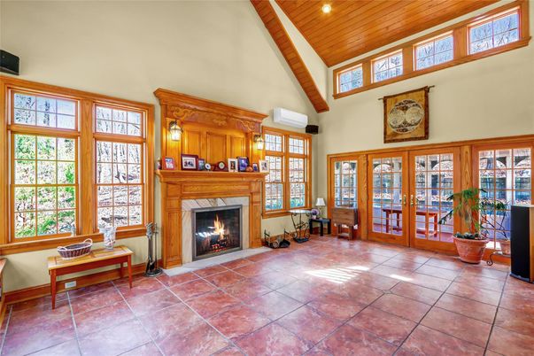 Fireplace, Interior, Recessed Lighting, Wooden Ceilings, Wooden Walls