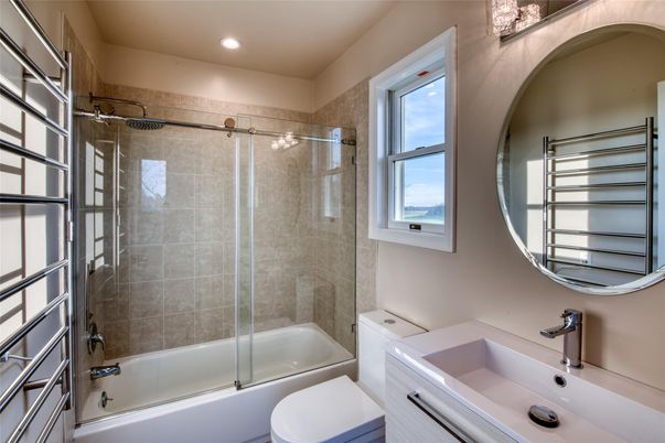 Bathroom, Glass Shower, Interior, Recessed Lighting