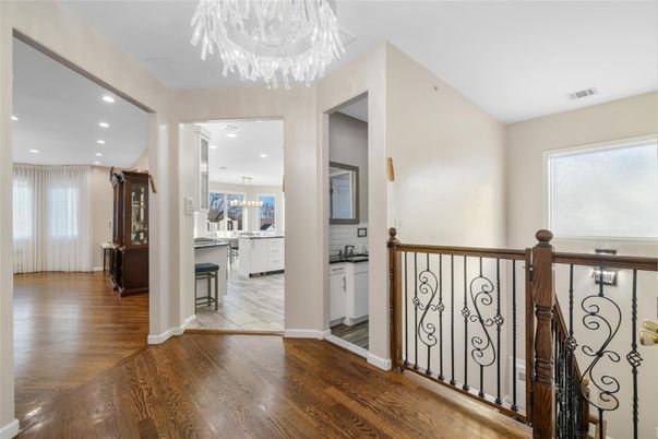 Chandelier, Interior, Kitchen, Recessed Lighting, Wood Texture Flooring