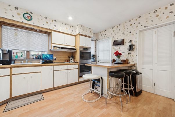 Interior, Kitchen, Recessed Lighting, Wood Texture Flooring