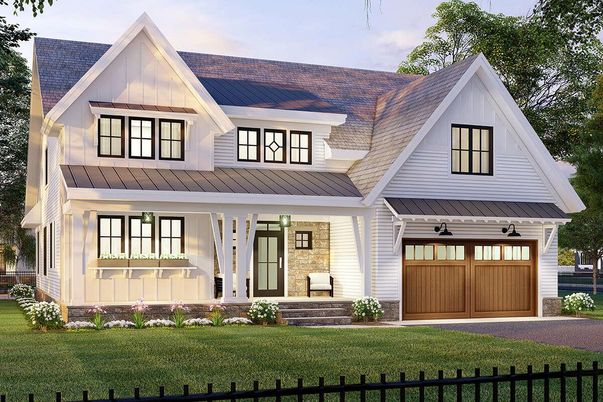 Attached, Exterior, Facade, Farmhouse