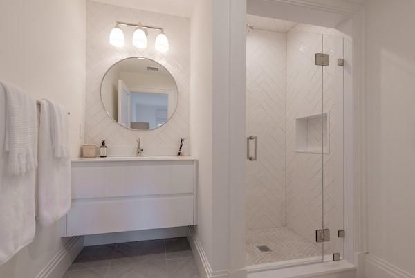 Bathroom, Glass Shower, Interior, Marble Walls