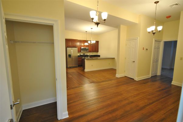Interior, Kitchen, Pendant Lights, Stainless Steel Appliances, Wood Texture Flooring