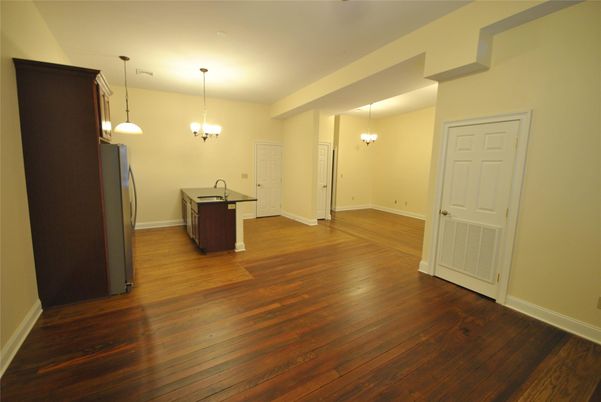 Chandelier, Empty room, Interior, Pendant Lights, Wood Texture Flooring