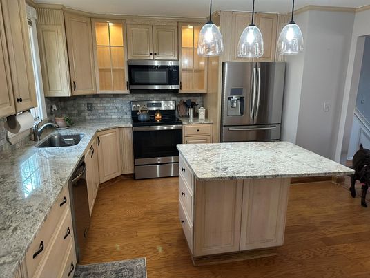 Interior, Kitchen, Pendant Lights, Stainless Steel Appliances, Wood Texture Flooring