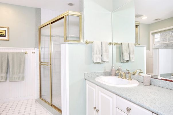 Bathroom, Glass Shower, Interior, Recessed Lighting