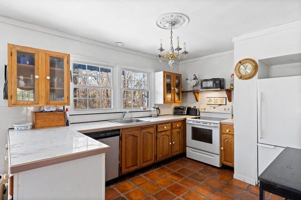 Chandelier, Interior, Kitchen, Stainless Steel Appliances