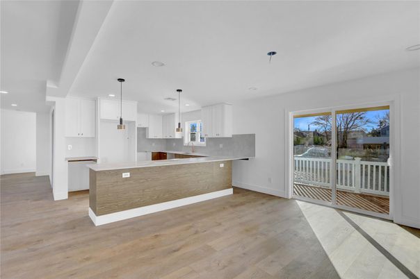 Interior, Kitchen, Pendant Lights, Recessed Lighting, Wood Texture Flooring
