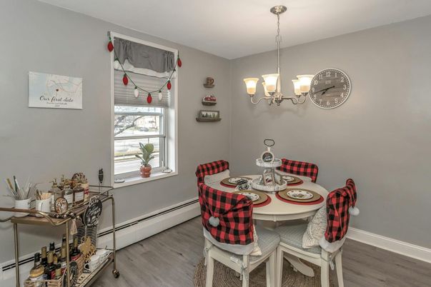 Chandelier, Dining room, Interior, Wood Texture Flooring
