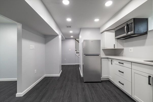 Interior, Kitchen, Recessed Lighting, Wood Texture Flooring