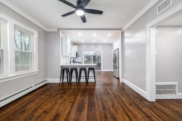 Interior, Kitchen, Recessed Lighting, Wood Texture Flooring