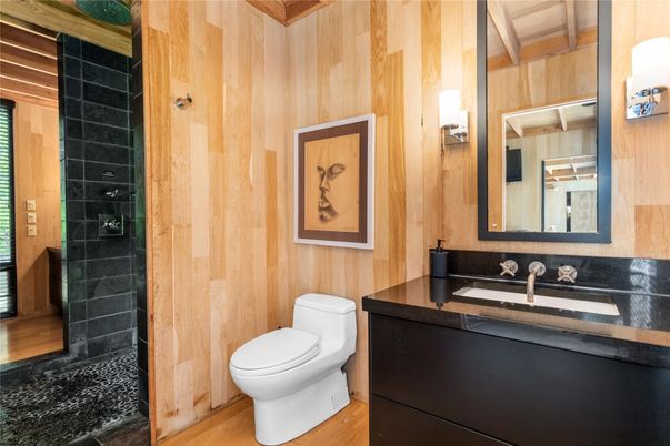 Bathroom, Interior, Wood Texture Flooring, Wooden Walls