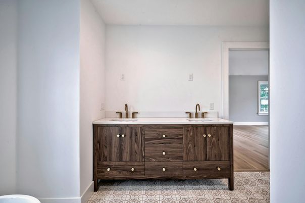 Bathroom, Dual Sink Vanities, Interior, Wood Texture Flooring