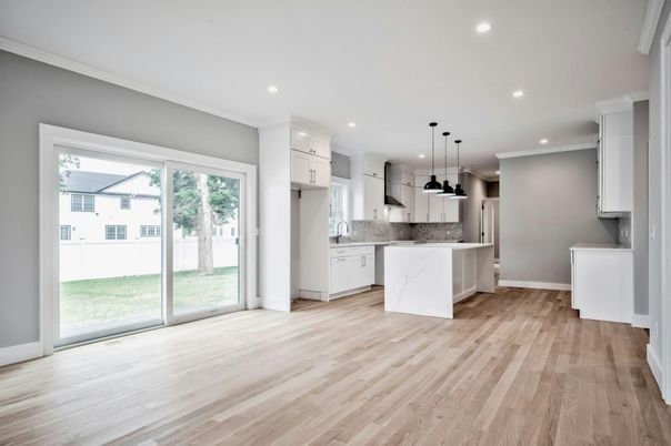 Interior, Kitchen, Pendant Lights, Recessed Lighting, Wood Texture Flooring