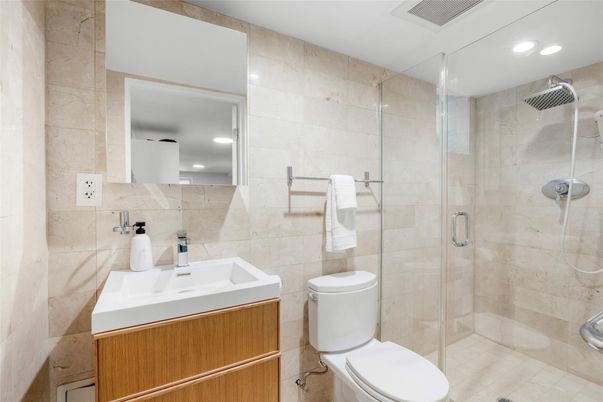 Bathroom, Glass Shower, Interior, Recessed Lighting