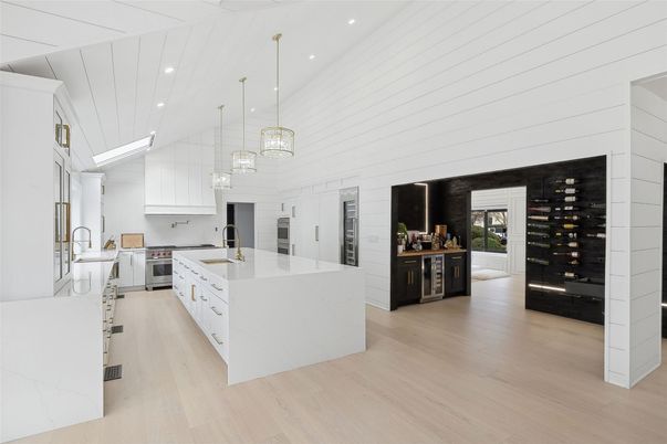 Interior, Kitchen, Pendant Lights, Recessed Lighting, Wood Texture Flooring