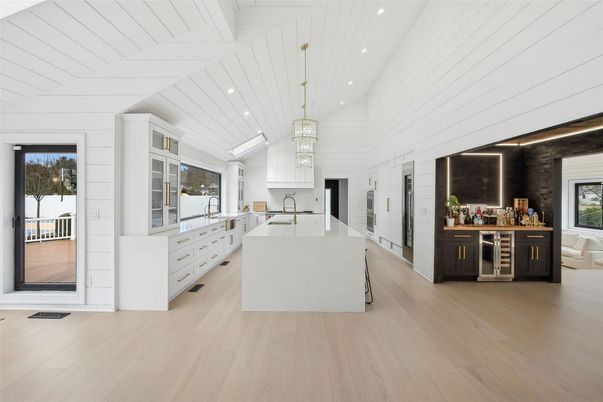 Interior, Kitchen, Pendant Lights, Recessed Lighting, Wood Texture Flooring