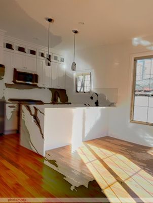 Interior, Kitchen, Pendant Lights, Wood Texture Flooring