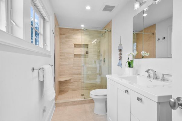 Bathroom, Glass Shower, Interior, Recessed Lighting