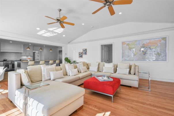 Interior, Kitchen, Living room, Pendant Lights, Recessed Lighting, Stainless Steel Appliances, Wood Texture Flooring