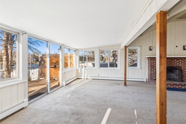 Empty room, Fireplace, Interior, Stone Walls, Sun Room