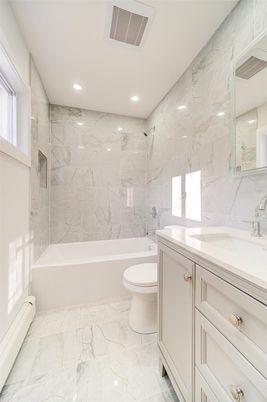 Bathroom, Interior, Marble, Marble Walls, Recessed Lighting