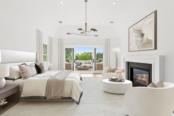 Bedroom, Chandelier, Fireplace, Interior, Pendant Lights, Recessed Lighting