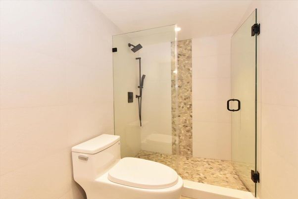 Bathroom, Glass Shower, Interior, Recessed Lighting
