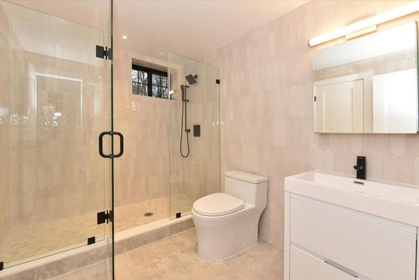 Bathroom, Glass Shower, Interior, Recessed Lighting