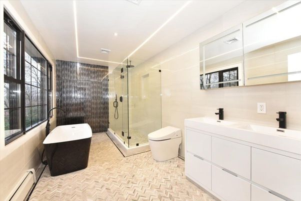 Bathroom, Dual Sink Vanities, Free Standing Baths, Glass Shower, Interior, Recessed Lighting