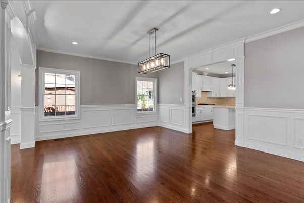 Interior, Kitchen, Pendant Lights, Recessed Lighting, Wood Texture Flooring