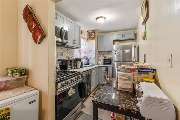 Interior, Kitchen, Stainless Steel Appliances, Wood Texture Flooring