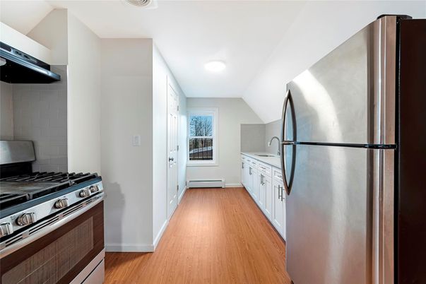 Interior, Kitchen, Stainless Steel Appliances, Wood Texture Flooring