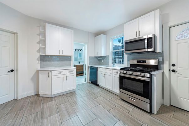 Interior, Kitchen, Stainless Steel Appliances, Wood Texture Flooring