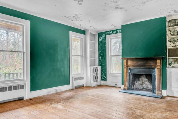 Empty room, Fireplace, Interior, Wood Texture Flooring