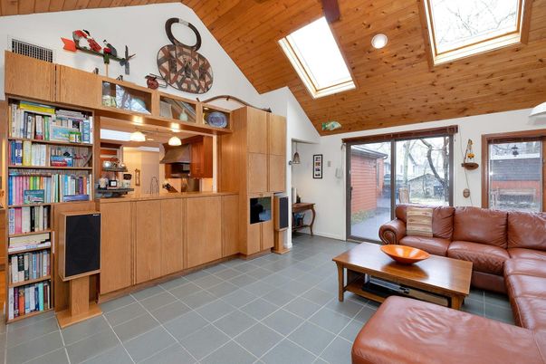 Interior, Kitchen, Living room, Recessed Lighting, Wooden Ceilings