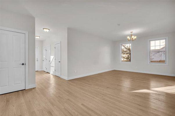 Chandelier, Empty room, Interior, Wood Texture Flooring
